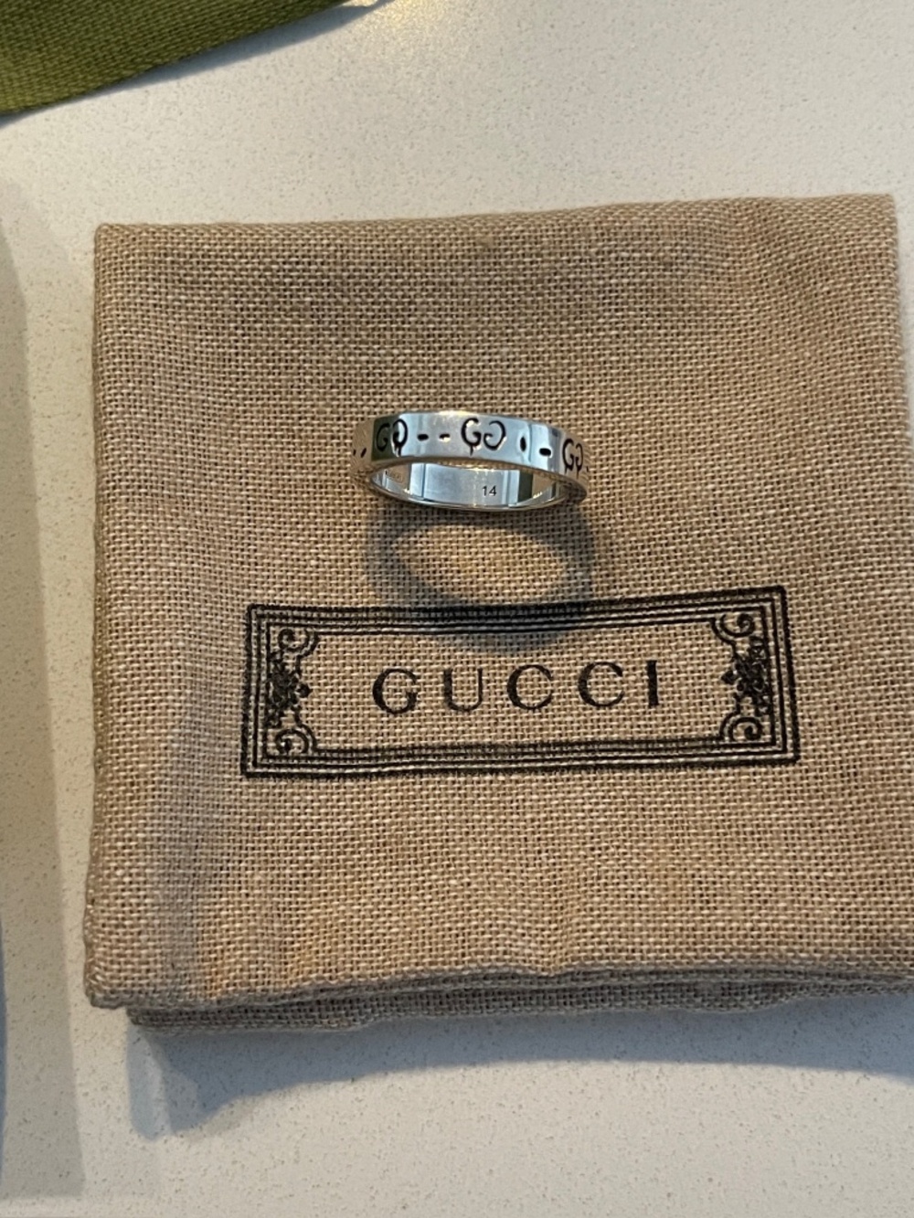 Gucci 4mm Ghost Skull Ring GG Logo Sterling Silver Ag 925 Jewelry size 14